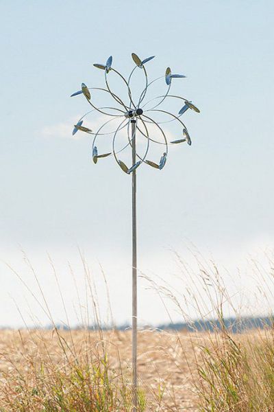 Edelstahl Windspiel "Wind Flower ST" Ø 80 cm inkl. Stab ca. 180 cm