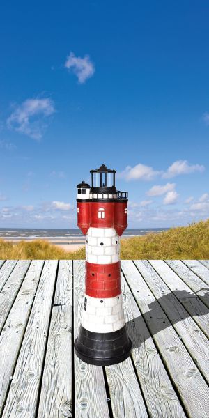 Leuchtturm Roter Sand mit Solar-LED Beleuchtung, blinkend