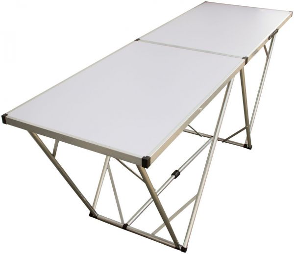 Mehrzwecktisch 200x60 cm, weiß, Aluminium-Rahmen, Partytisch, Flohmarkttisch, Tapeziertisch