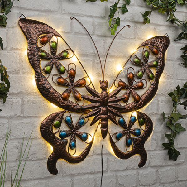 LED Solar Schmetterling mit 24 LEDs, Wanddekoration