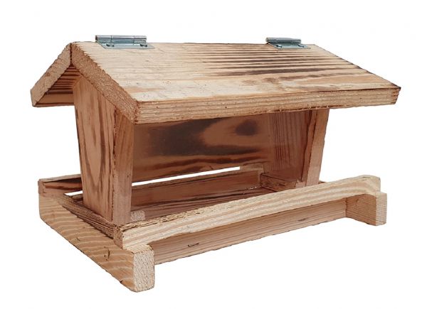 Futterhaus aus Holz mit Futtersilo, Vogelfutterhaus