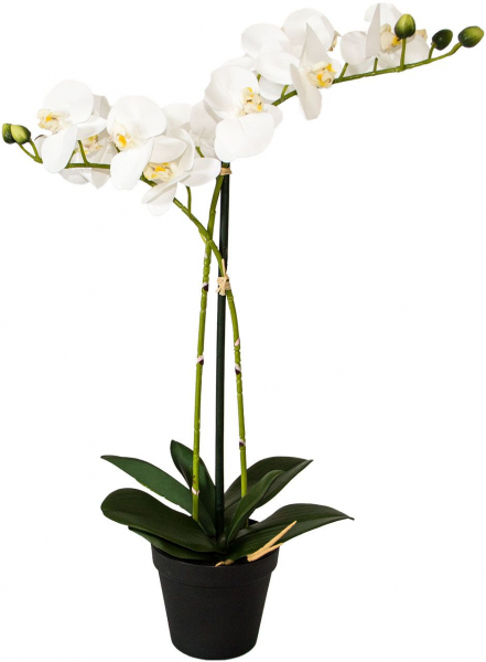 Orchidee künstlich, 2 Triebe, weiß Blüten