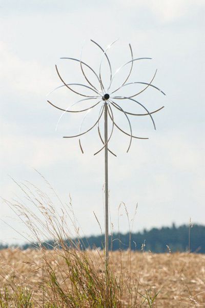 Edelstahl Windspiel "Power Flower ST" Ø 80 cm inkl. Stab ca. 180 cm