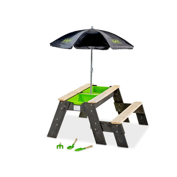 Aksent Sand- und, Wassertisch mit Sitzbank, mit Sonnenschirm