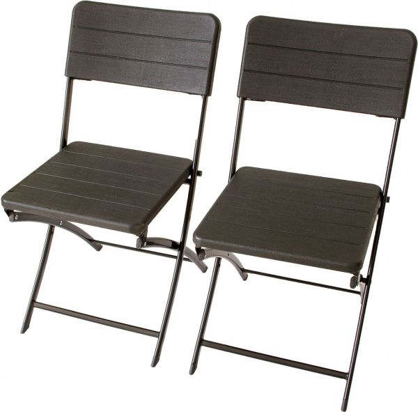 Klappstuhl 2er Set Stühle schwarz Holz-Optik Campingstuhl 